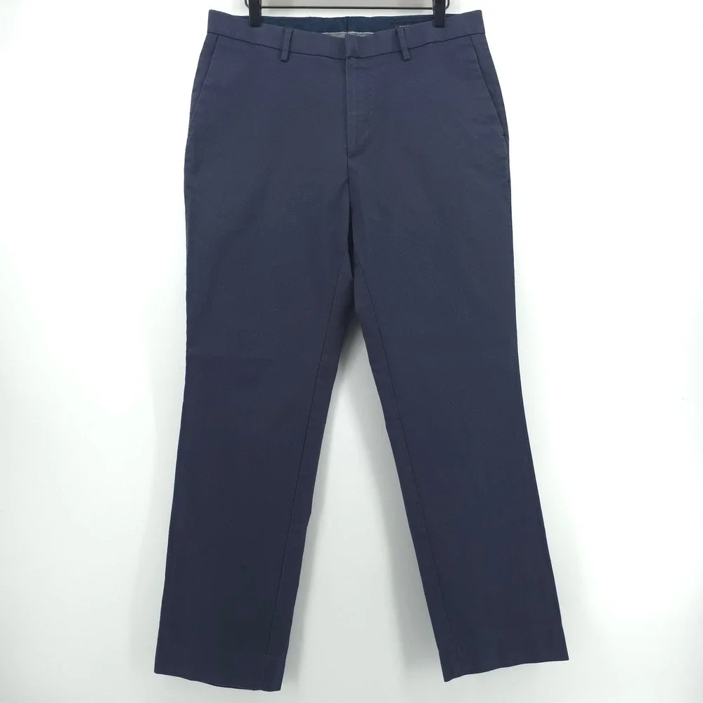 Banana Republic Slim Fit Mens Chino Pants 33x32 Navy Blue Stretch Workwear